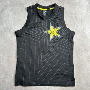 Fox Racing Rockstar Energy Tank Top Mens Medium Black Mesh Motocross Jersey Star